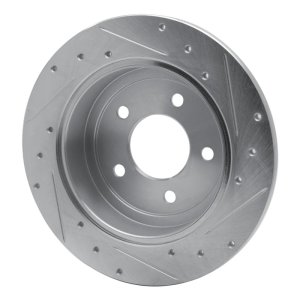 Chrysler Town & Country Brake Rotor (1) - Rear Left - R1 Concepts - Drilled & Slotted - Silver - `97-`07